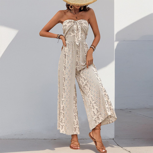 ✨Ethnic Patchwork Lace-Up High Waist Wide-Leg Jumpsuit✨
