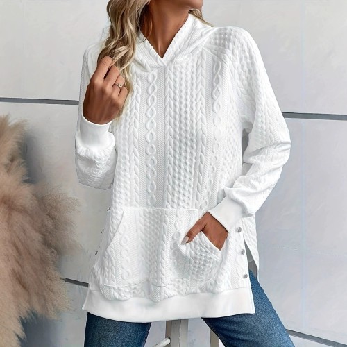 ✨Elegant White Hooded Long Sleeve Sweatshirt✨