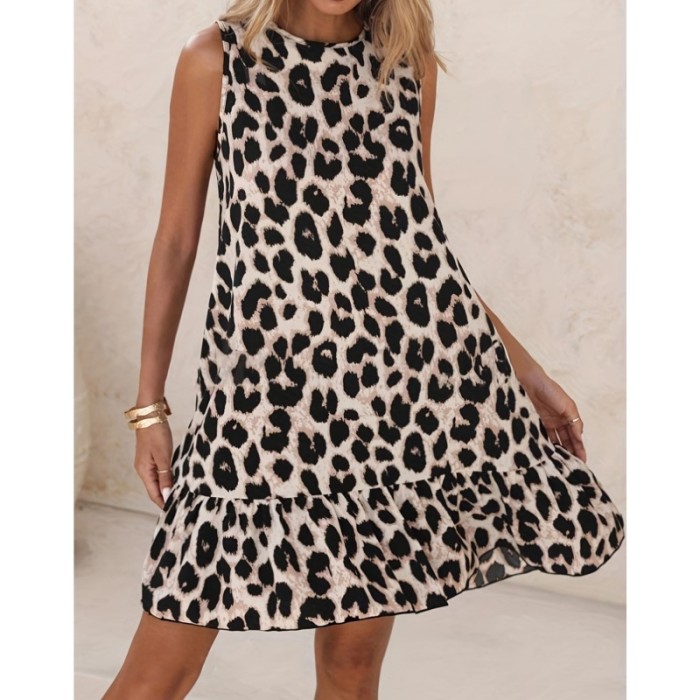 ✨Summer Leopard Print A-Line Midi Dress✨