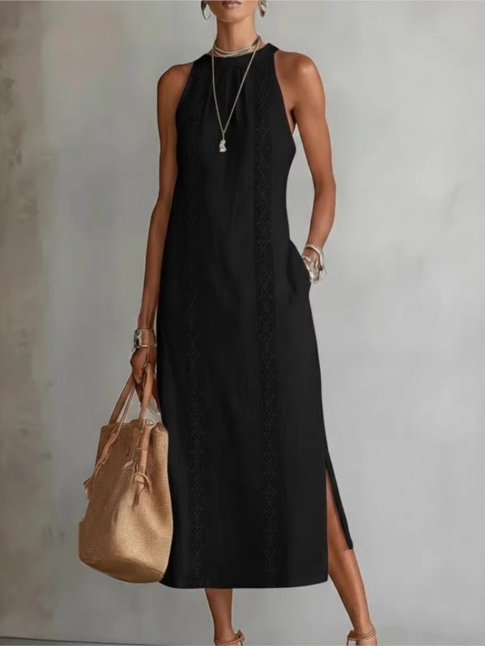 ✨Vintage Halter Lace Splicing Maxi Dress✨