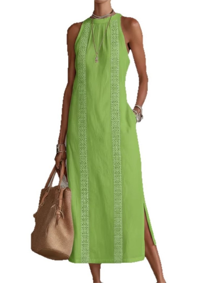 ✨Vintage Halter Lace Splicing Maxi Dress✨
