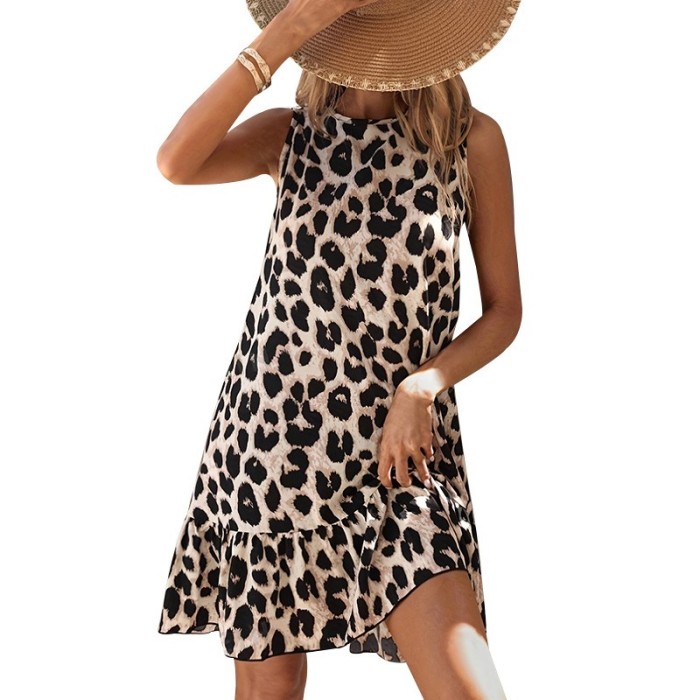✨Summer Leopard Print A-Line Midi Dress✨