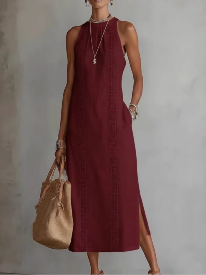 ✨Vintage Halter Lace Splicing Maxi Dress✨