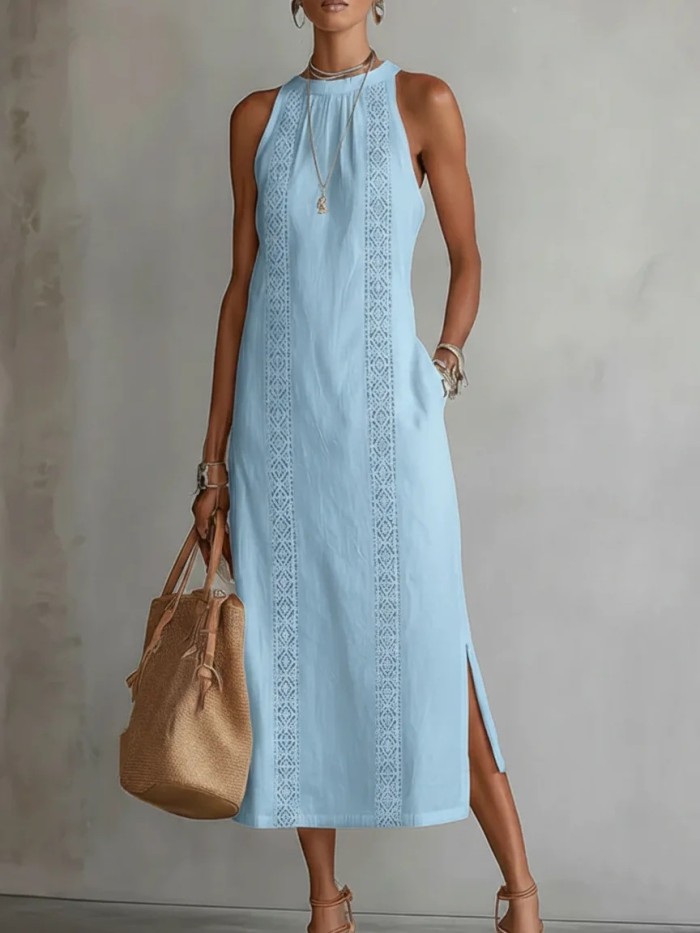 ✨Vintage Halter Lace Splicing Maxi Dress✨