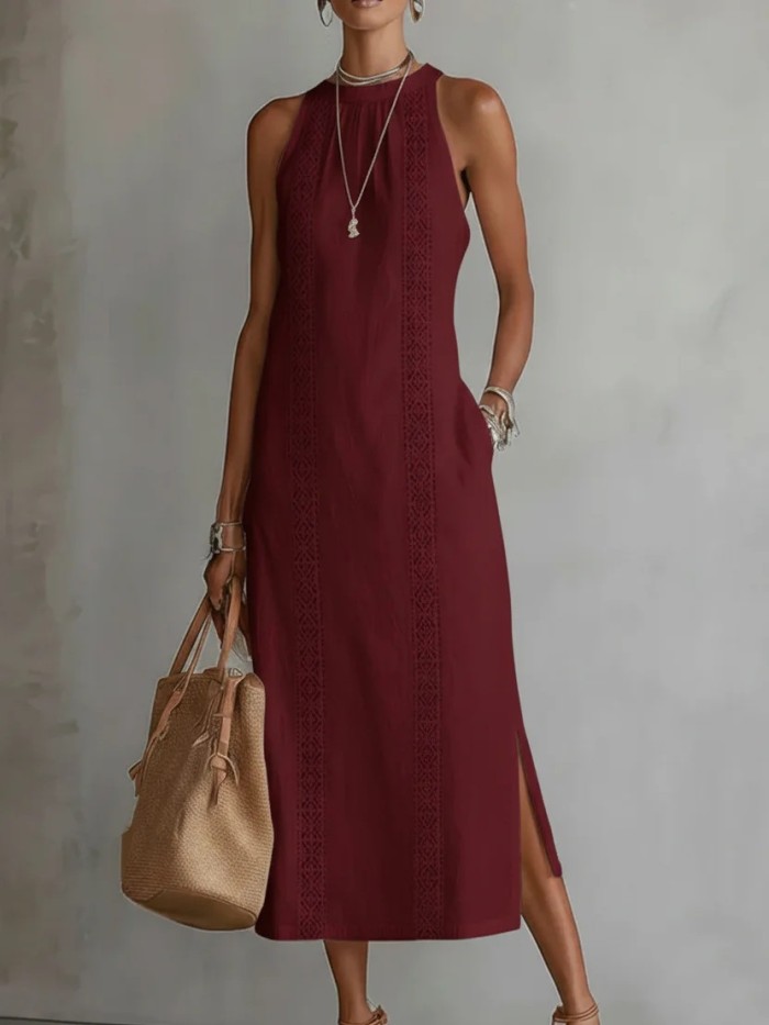 ✨Vintage Halter Lace Splicing Maxi Dress✨