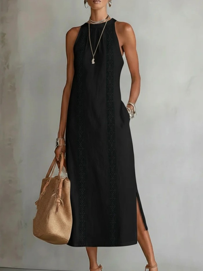 ✨Vintage Halter Lace Splicing Maxi Dress✨