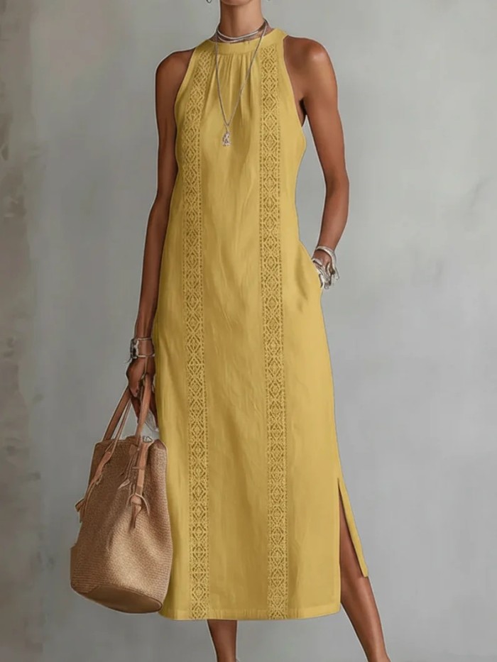 ✨Vintage Halter Lace Splicing Maxi Dress✨