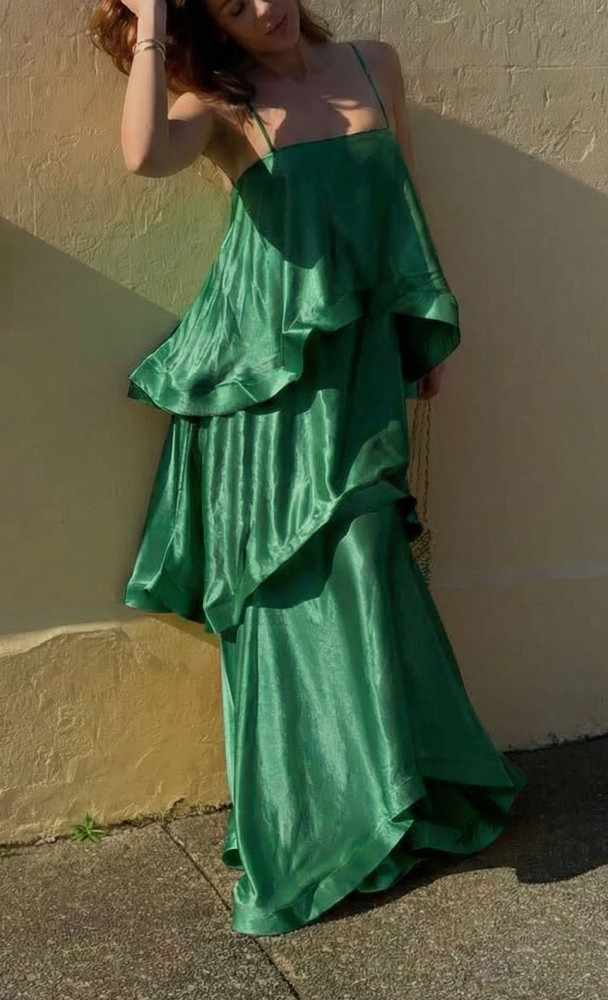 ✨Elegant Satin Sling Hollow Out Beach Maxi Dress✨