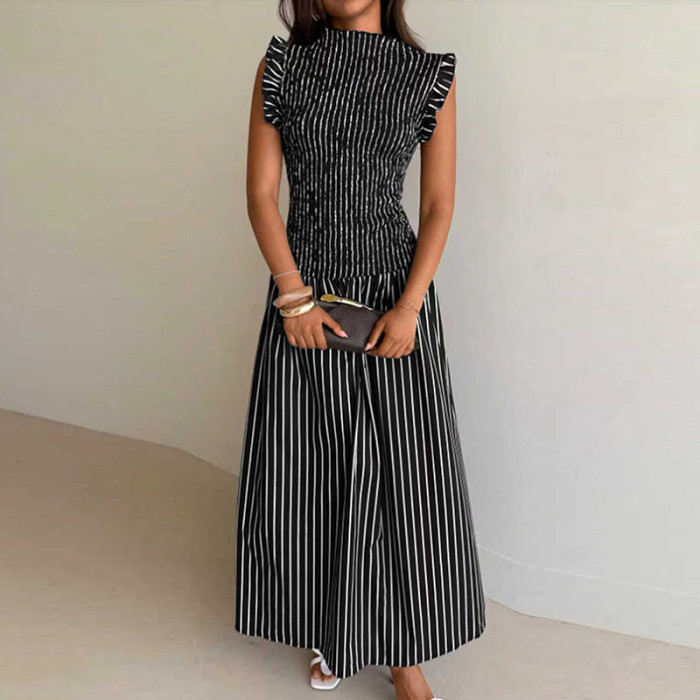 ✨Striped Print Pleated A-Line Summer Dress✨