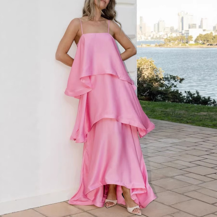 ✨Elegant Satin Sling Hollow Out Beach Maxi Dress✨