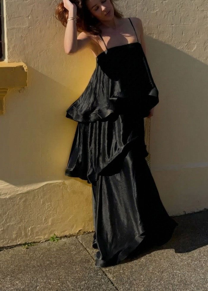 ✨Elegant Satin Sling Hollow Out Beach Maxi Dress✨