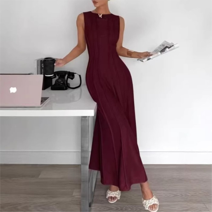✨ Pleated Solid Color Loose Long Dress ✨