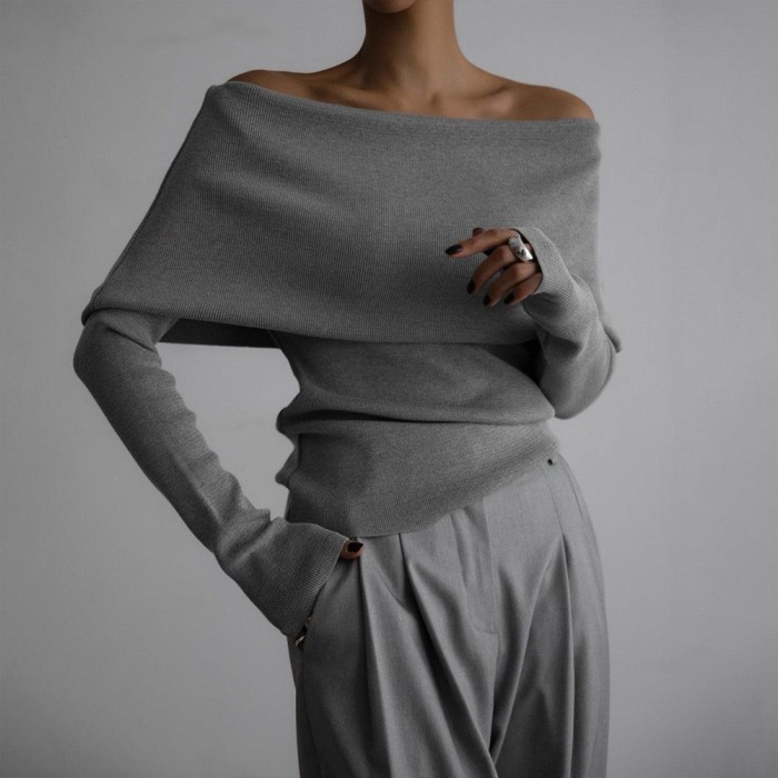 ✨ Off-Shoulder Slim Long Sleeve Sweater Top ✨