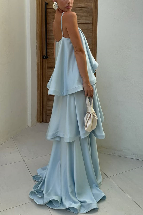 ✨Elegant Satin Sling Hollow Out Beach Maxi Dress✨