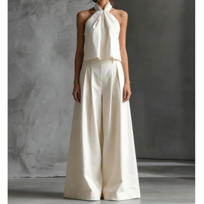 ✨ Halterneck Sleeveless & Wide-Leg Pants 2-Piece Set ✨