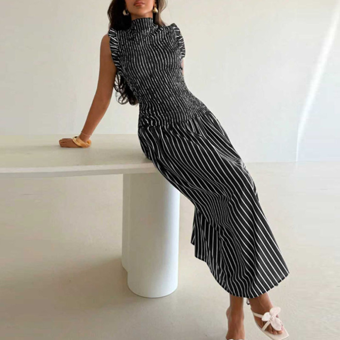 ✨Striped Print Pleated A-Line Summer Dress✨