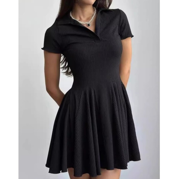 ✨ Solid Color Polo Collar Shirt Dress ✨
