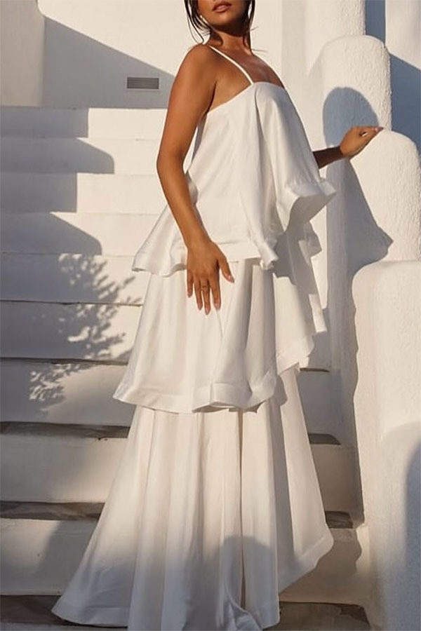 ✨Elegant Satin Sling Hollow Out Beach Maxi Dress✨