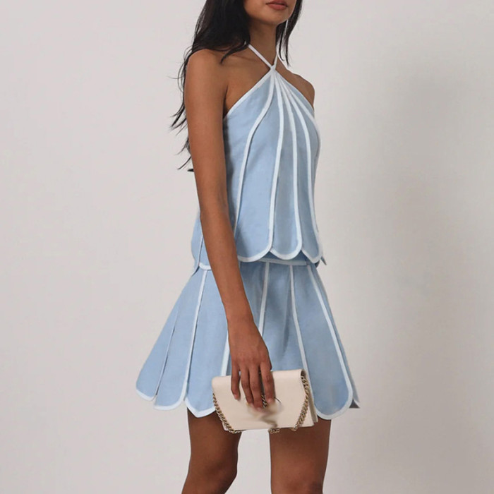 ✨Off-Shoulder Halter Top & Mini Skirt Beach Set✨