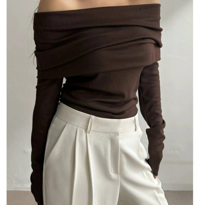 ✨ Off-Shoulder Slim Long Sleeve Sweater Top ✨