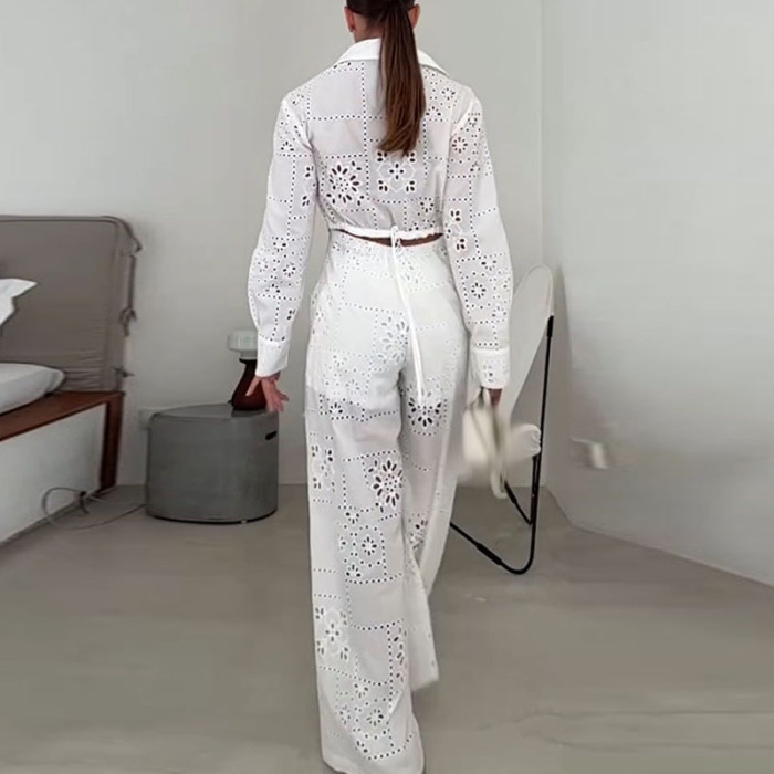 ✨Solid Lapel Long Sleeve Beach Jumpsuit Romper✨