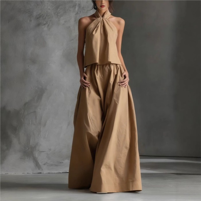 ✨ Halterneck Sleeveless & Wide-Leg Pants 2-Piece Set ✨