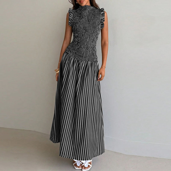 ✨Striped Print Pleated A-Line Summer Dress✨