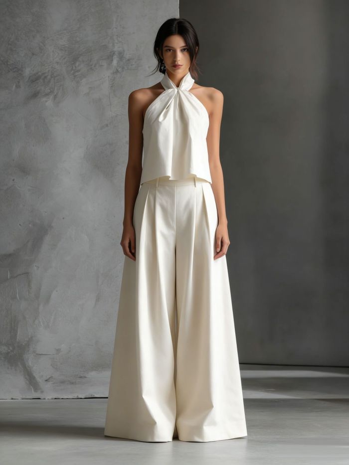 ✨ Halterneck Sleeveless & Wide-Leg Pants 2-Piece Set ✨