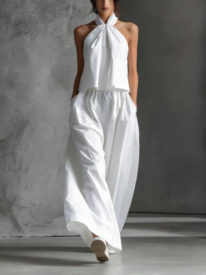 ✨ Halterneck Sleeveless & Wide-Leg Pants 2-Piece Set ✨