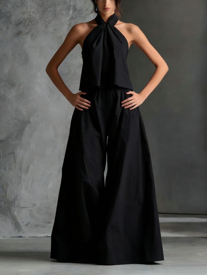 ✨ Halterneck Sleeveless & Wide-Leg Pants 2-Piece Set ✨