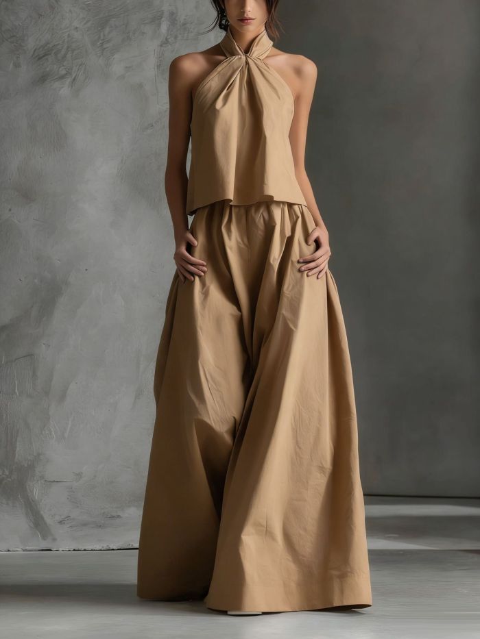 ✨ Halterneck Sleeveless & Wide-Leg Pants 2-Piece Set ✨