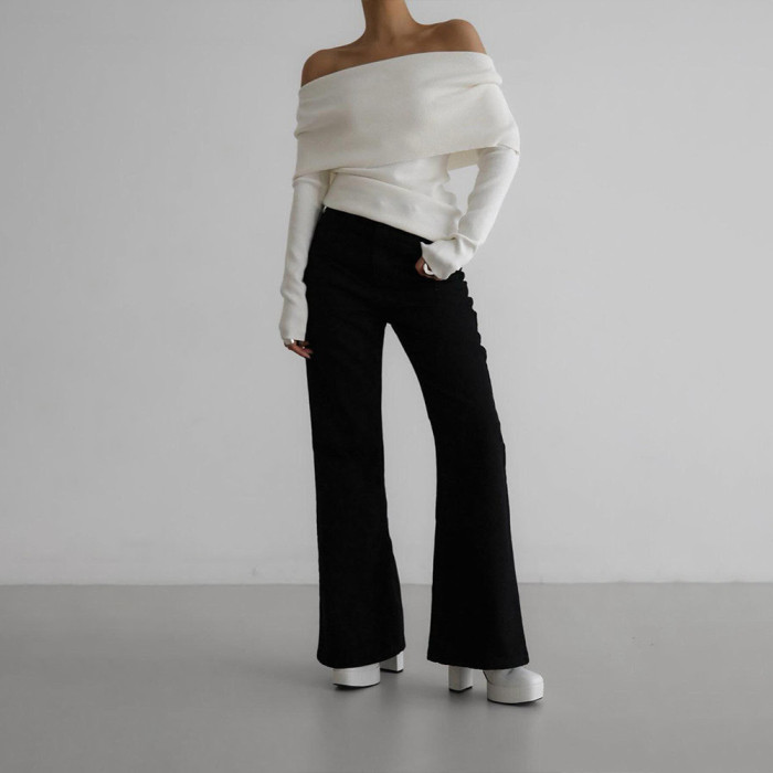 ✨ Off-Shoulder Slim Long Sleeve Sweater Top ✨