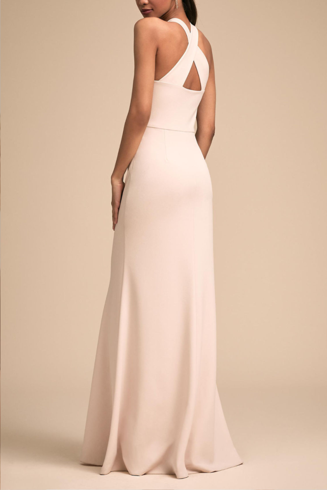 ✨ Bow Open Back Halter Evening Dress ✨