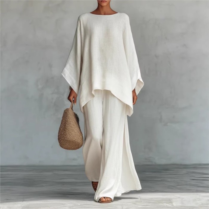 ✨ Elegant Batwing Sleeve Shirt & Wide Leg Pants 2 Piece Set ✨