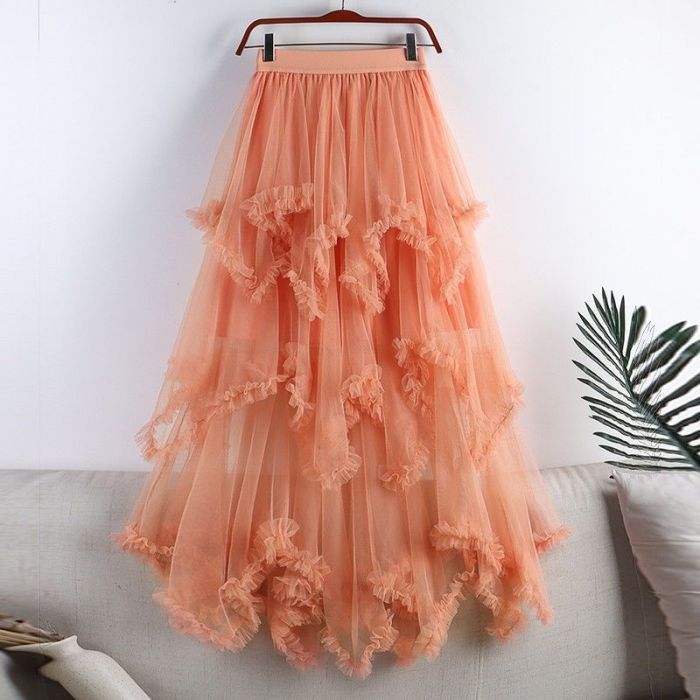 ✨Daily Party Fairy High Waist Irregular Mesh Cake Midi Skirt🧁