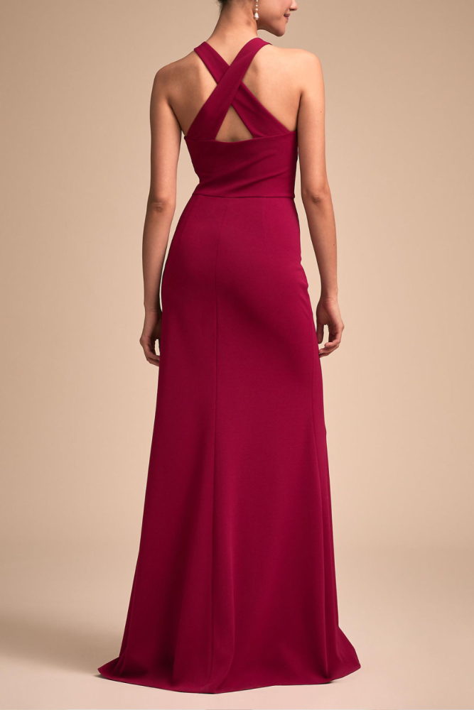 ✨ Bow Open Back Halter Evening Dress ✨