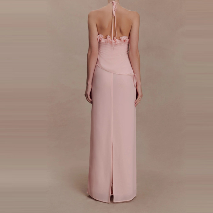 ✨ Elegant Halter Off-Shoulder Beach Party Dress ✨