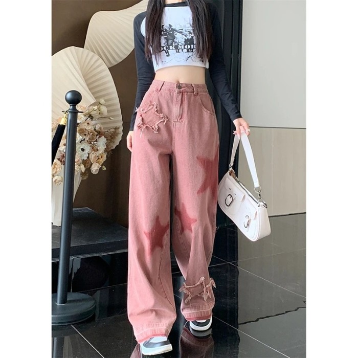 ✨Daily Casual Retro Five-Star Embroidery Raw Edge Jeans👖