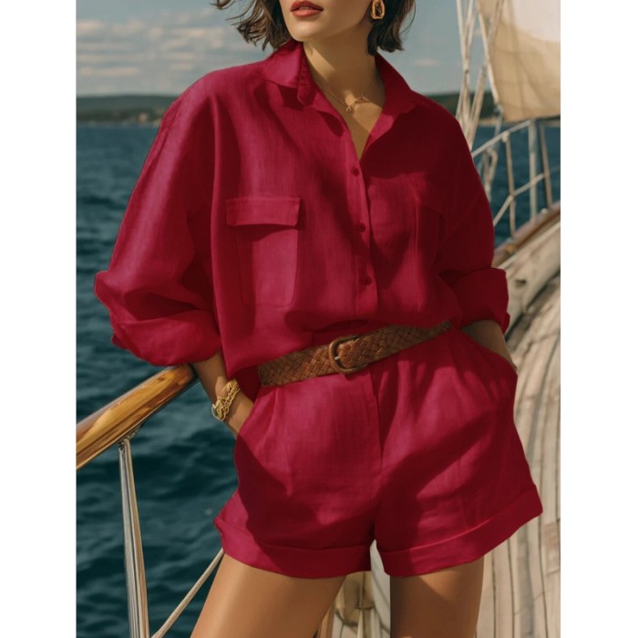 ✨ Lapel Single Breasted Shirt & Shorts Casual 2 Piece Set ✨