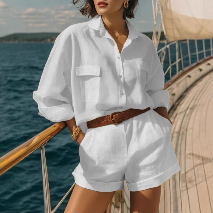 ✨ Lapel Single Breasted Shirt & Shorts Casual 2 Piece Set ✨