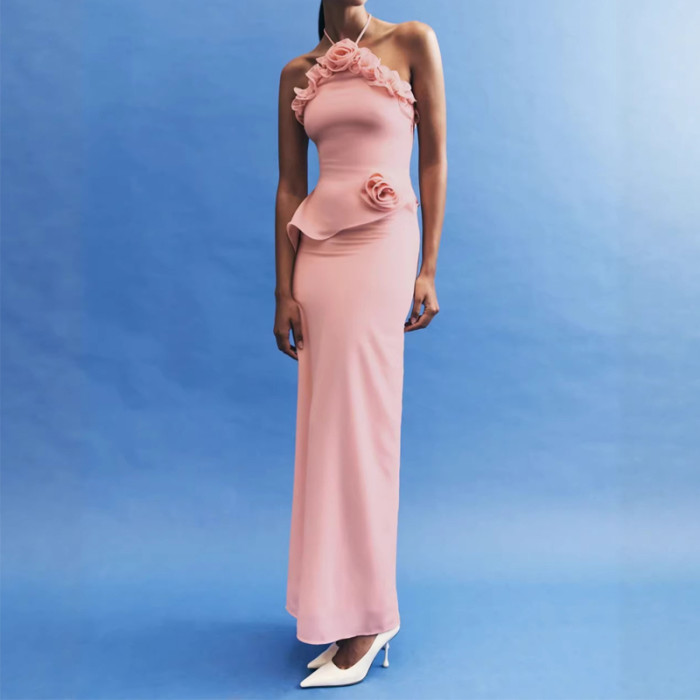 ✨ Elegant Halter Off-Shoulder Beach Party Dress ✨