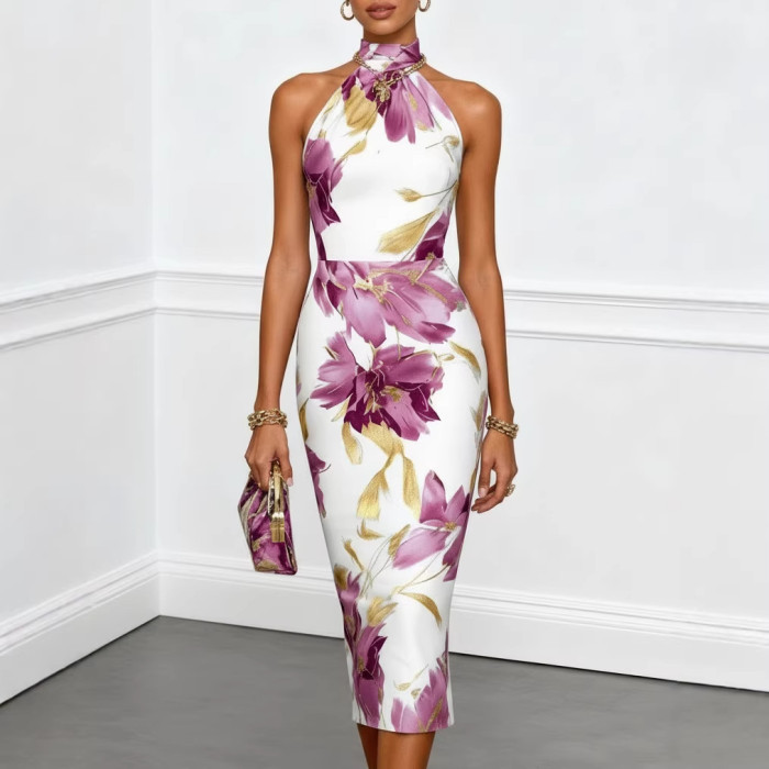 ✨Off Shoulder Sleeveless Floral Bodycon Dress🌷