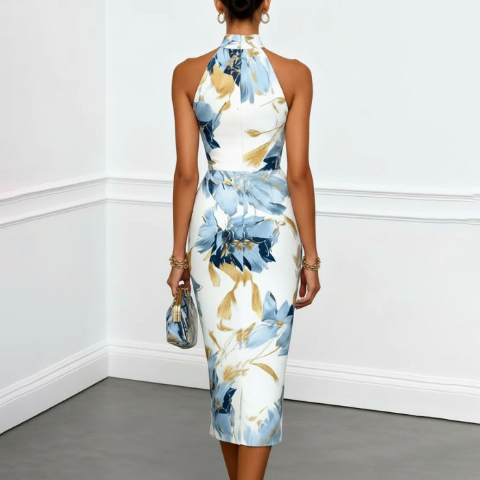✨Off Shoulder Sleeveless Floral Bodycon Dress🌷