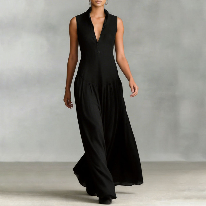 ✨Solid Color V-Neck Sleeveless Maxi Dress💐