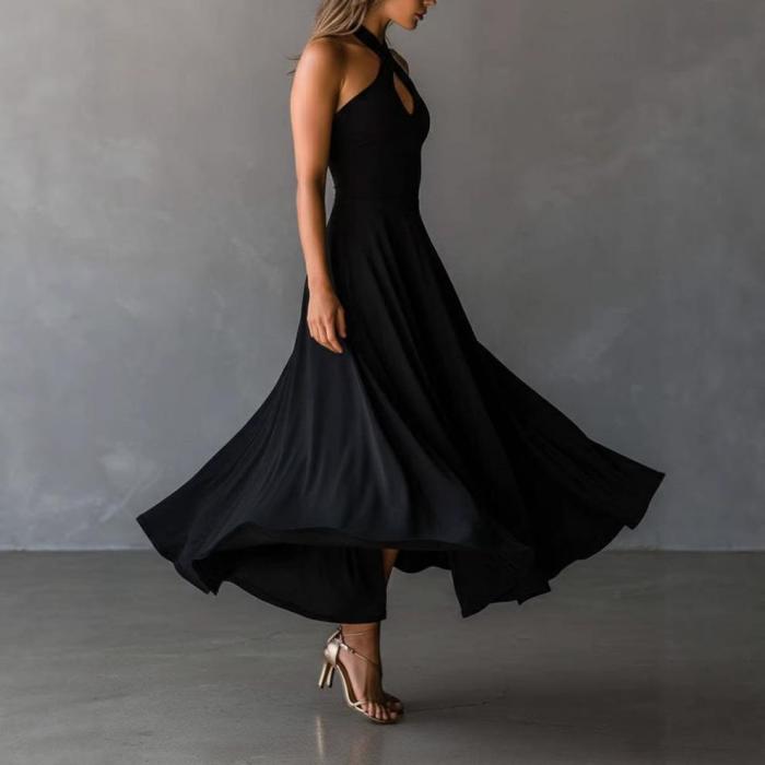 ✨Off Shoulder Sleeveless A-line Solid Maxi Dress✨