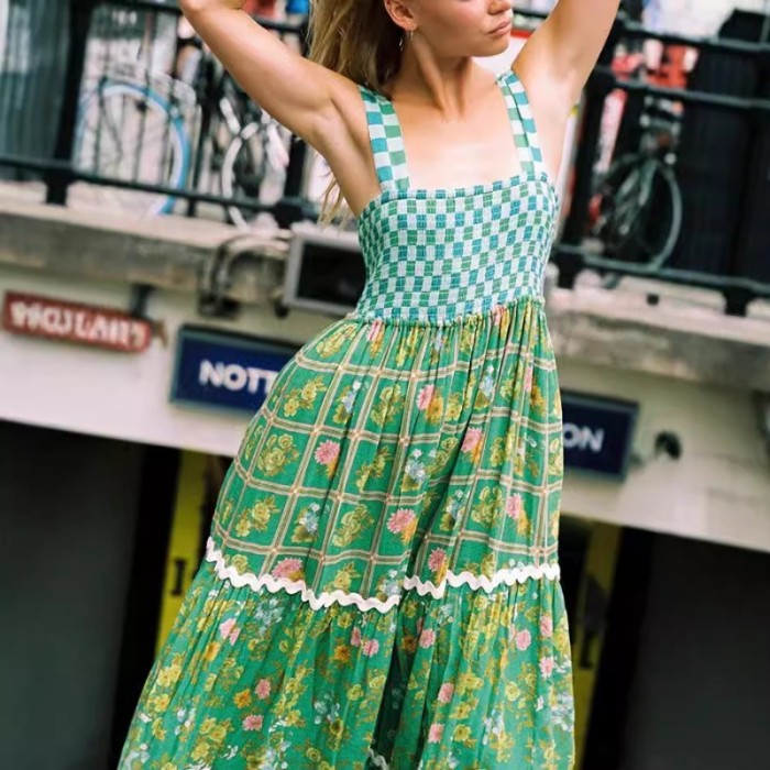 ✨Floral Print Backless Ruffle Boho Long Dress✨