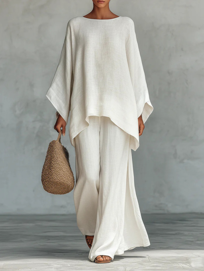 ✨ Elegant Batwing Sleeve Shirt & Wide Leg Pants 2 Piece Set ✨