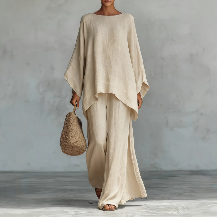 ✨ Elegant Batwing Sleeve Shirt & Wide Leg Pants 2 Piece Set ✨