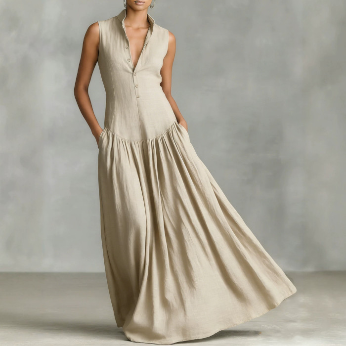 ✨Solid Color V-Neck Sleeveless Maxi Dress💐