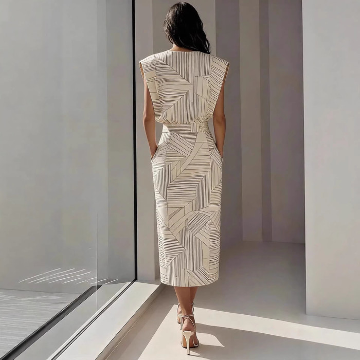 ✨Print Sleeveless O-Neck Vest & Long Skirt Two Piece Set🌷
